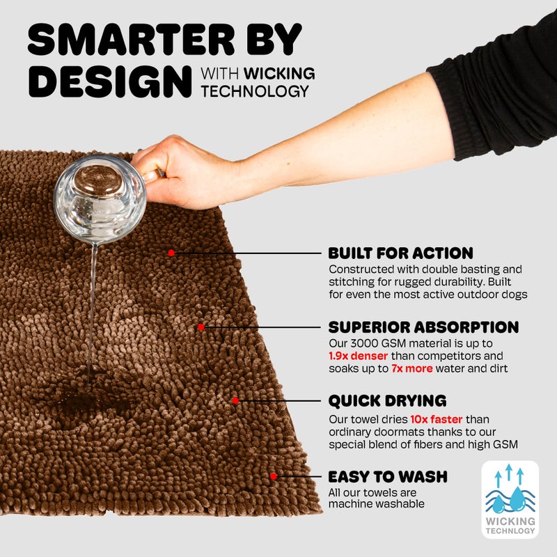 Dog Gone Smart Dirty Dog Doormat - Fast Drying Rug with Super Gripper Backing for Clean Floors - Super Absorbent and Machine Washable Mat for Muddy Paws - Almond - Image 4